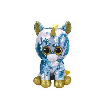 Ty - Jucarie din plus Unicorn , Boos , 42 cm, Cu paiete, Alb