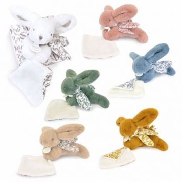Iepuras Doudou   - jucarie de plus cu paturica, 16 cm