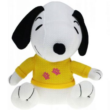 Jucarie din material textil elastic, Grupo Moya, Snoopy cu bluza galbena, 32 cm