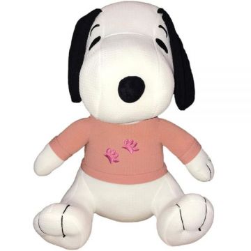 Jucarie din material textil elastic, Grupo Moya, Snoopy cu bluza roz, 32 cm