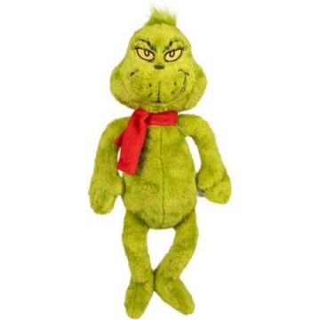 Jucarie din plus Grinch cu fular, 35 cm (asezat)