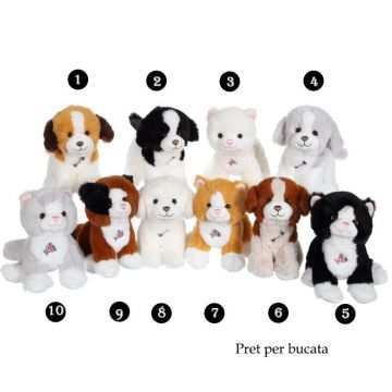 Catel sau pisica - jucarie din plus cu sunet 18 cm