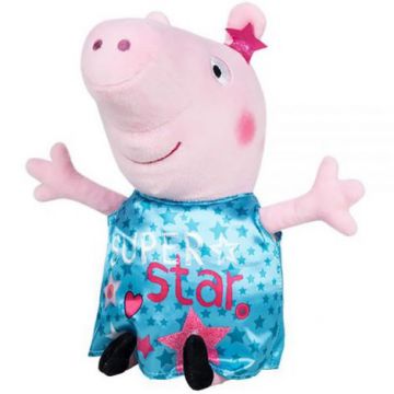 Jucarie din plus Peppa Pig cu rochie turcoaz din satin, 25 cm