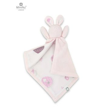 Jucarie textila, MimiNu, Lanka, Pentru bebelusi, Moale, Cu doua fete, Materiale certificate Oeko Tex Standard 100, 45 x 27 cm, Baby Shower Pink