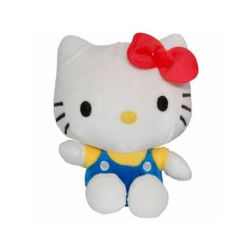 Play by play - Jucarie din plus Hello Kitty cu salopeta albastra, 17 cm