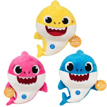 Play by play - Set 3 jucarii muzicale din plus Baby, Mummy & Daddy Shark, 18 cm