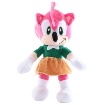 Jucarie de plus Amy din desenele Sonic, inaltime aproximativ 28 cm, agatatoare cu ventuza, multicolor