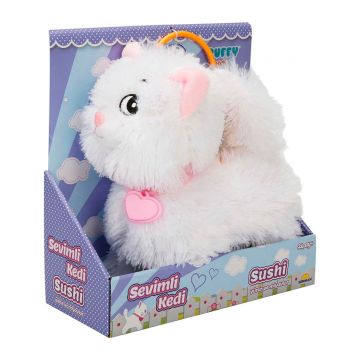 Jucarie de plus interactiva cu sunete, Puffy Friends, Pisica, Alb