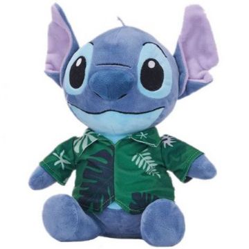 Jucarie din plus Stitch Hawaii cu camasa verde, Lilo & Stitch, 28 cm