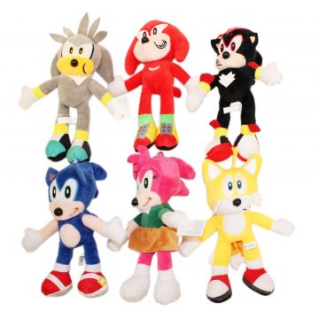 Set 6 jucarii de plus, Sonic the Hedgehog, 18x15 cm, Recostore, REC1541