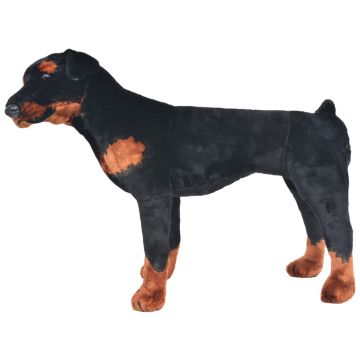 vidaXL Jucărie de pluș câine rottweiler, negru și maro XXL