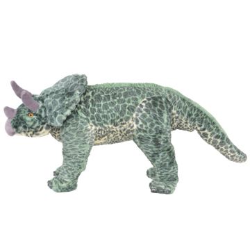 vidaXL Jucărie din pluș dinozaur Triceratops în picioare, verde, XXL