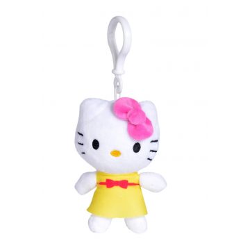 Jucarie de plus cu breloc Hello Kitty, galben, 10cm