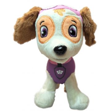 Jucarie de Plus Paw Patrol, Patrula Catelusilor Skye, cu Melodie, 22 cm, Snur cu Ventuza, Multicolor