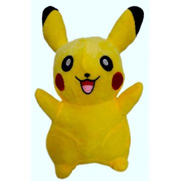 Jucarie de Plus Pikachu, Pokemon, cu Snur si Ventuza, 25 cm, Galben