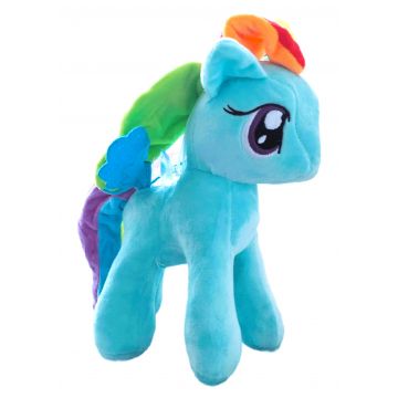 Jucarie de Plus, Ponei, My Little Pony Raimbow Dash cu Melodie, Snur cu Ventuza, 25 cm, Multicolor