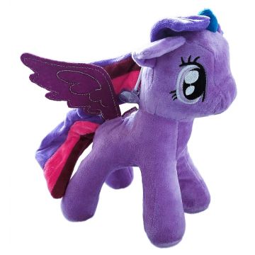 Jucarie de Plus, Ponei, My Little Pony Twilight Sparkle, cu Melodie, Snur cu Ventuza, 25 cm, Multicolor