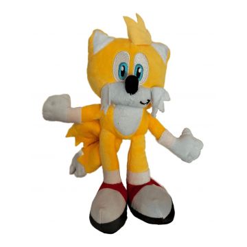 Jucarie de Plus Sonic Tails, cu Snur si Ventuza, 28 cm, Galben