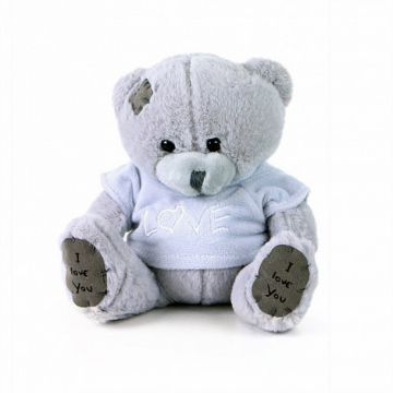 Jucărie din pluș - Ursuleț gri în tricou 15 cm
