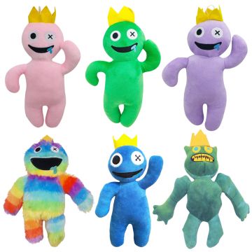 Set sase jucarii de plus IdeallStore® Rainbow Friends Roblox, The Kings, 30 cm, multicolor