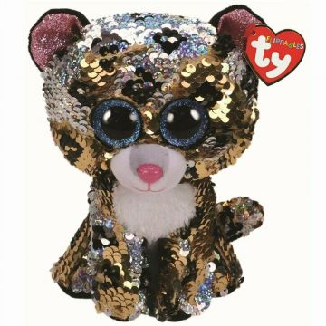 TY - Jucarie din plus Leopardul Sterling , Boos , 24 cm, Cu paiete