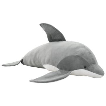 vidaXL Delfin de jucărie, gri, pluș
