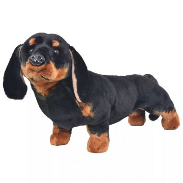 Câine din pluș de jucărie dachshund negru XXL
