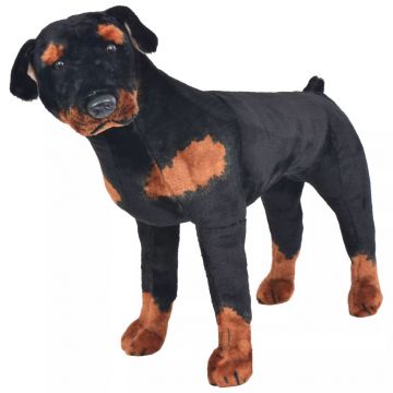 Jucărie de pluș câine rottweiler negru și maro XXL