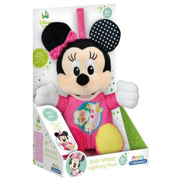 Jucarie de plus Baby Clementoni, Minnie Mouse, cu lumini si sunete, Multicolor