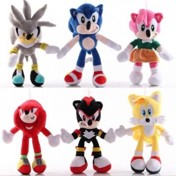 Set 6 jucarii de plus, Sonic the Hedgehog, 25 cm