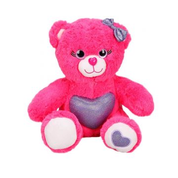 Ursulet de plus colorat, Puffy Friends, Roz inchis, 26 cm
