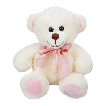 Ursulet de plus cu fundita roz, Puffy Friends, 30 cm