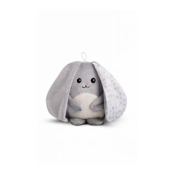 Iepuras de plus myBunny, gri, cu sunete albe