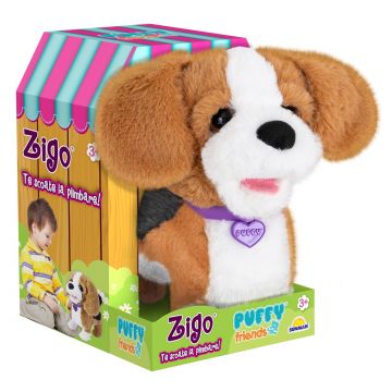 Jucarie de plus Puffy Friends, catelusul Beagle, Zigo