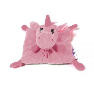 Jucarie termica de plus Kinecare Unicorn, cu microbile si flori de lavanda, pentru copii, 15x15 cm, Roz, VM-HP11