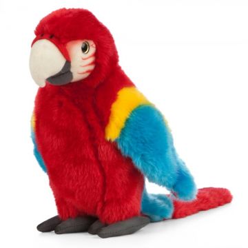 Papagal Macaw Rosu 24 cm - Jucarie de plus Living Nature