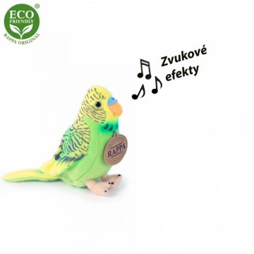 Jucarie din plus cu sunet , Papagal verde, 11 cm
