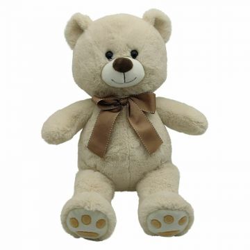 Ursulet de plus, Free2Play, Cosy, Moale, Cu fundita eleganta in jurul gatului, 45 cm, 0 luni+, Beige